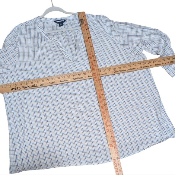 Lands' End 100% cotton plaid light flannel top size 2X split neck checkered plus - Picture 4 of 12